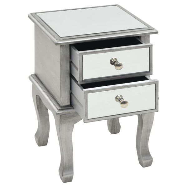 vidaXL Mirrored Nightstand MDF and Glass 34.5x30x50 cm