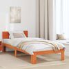 vidaXL Bed Frame with Headboard Wax Brown 100 x 200 cm Solid Pine Wood