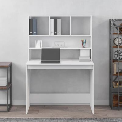 vidaXL Desk with Shelves White 102x45x148 cm Engineered Wood