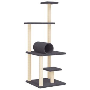 vidaXL Cat Tree with Sisal Scratching Posts Dark Grey 136 cm