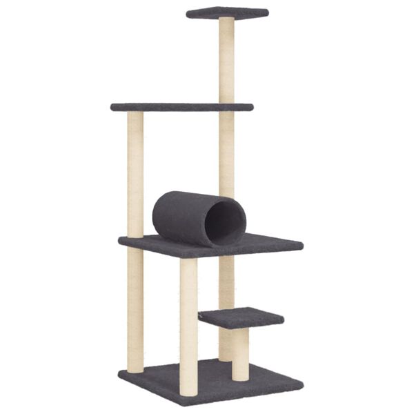 vidaXL Cat Tree with Sisal Scratching Posts Dark Grey 136 cm