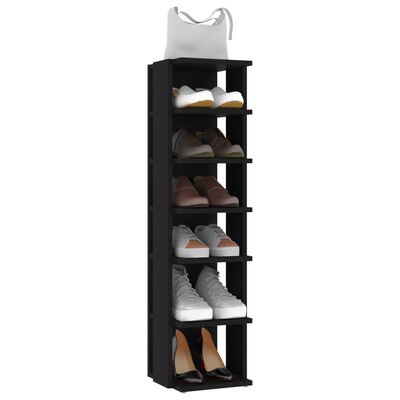 vidaXL Shoe Cabinets 2 pcs Black 27.5x27x102 cm