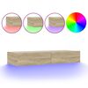 vidaXL TV Cabinet with LED Lights Sonoma Oak 90x35x15.5 cm