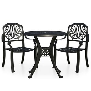 vidaXL 3 Piece Bistro Set Cast Aluminium Black