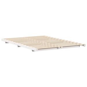 vidaXL Floor Bed Frame White 140 x 220 cm Solid pine wood
