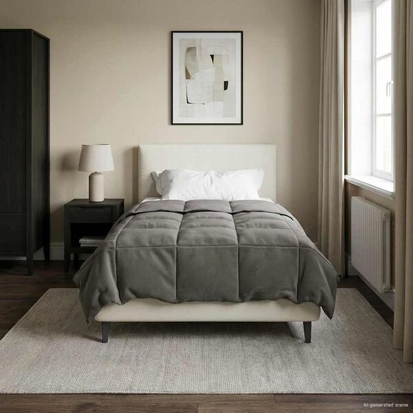 vidaXL Full Year Duvet Quilted Light Grey 155 x 220 cm Microfiber