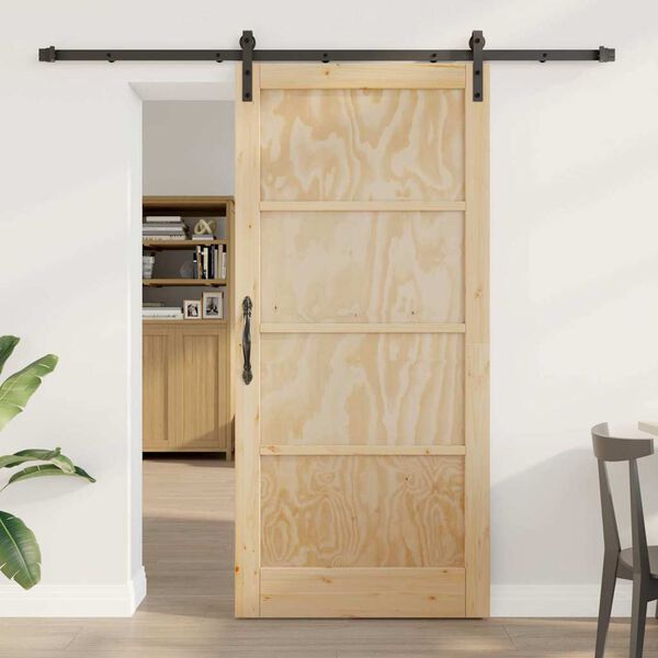 vidaXL Sliding Door Brown 93 x 202 cm Solid Pine Wood