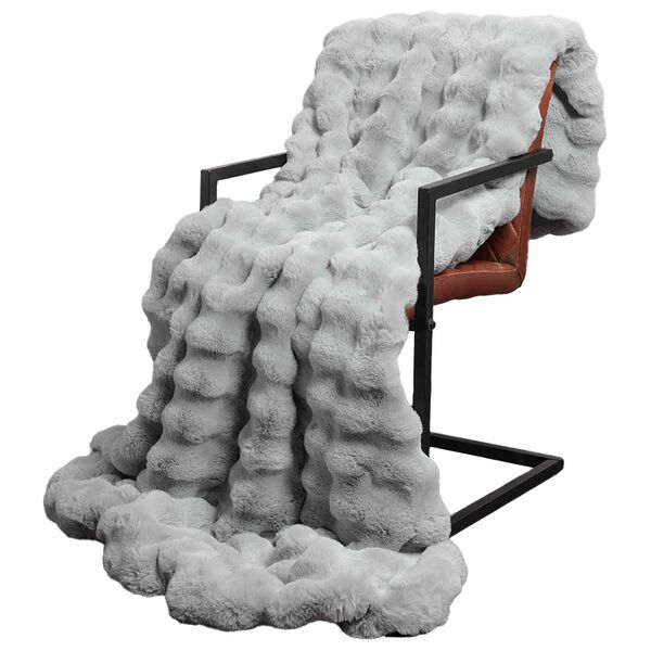 vidaXL Faux Rabbit Fur Blanket Olite Grey 240 x 270 cm Polyester