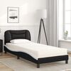 vidaXL Bed with Mattress "Hvar" Black and White 90x190 cm Single Faux Leather