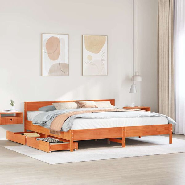 vidaXL Bed Frame without Mattress Wax Brown 160x200 cm Solid Wood Pine