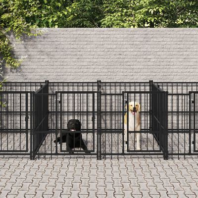 vidaXL Outdoor Dog Kennel Steel 16.89 m²