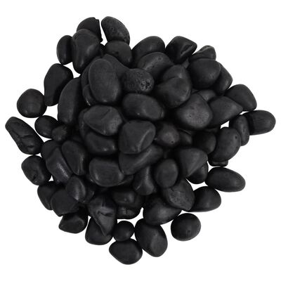 vidaXL Polished Pebbles 10 kg Black 2-5 cm
