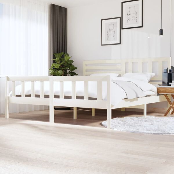 vidaXL Bed Frame without Mattress White Solid Wood 200x200 cm (810103+814165)