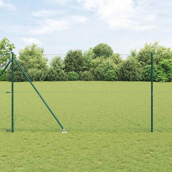 vidaXL Fence Post Green 50 x 1.6 m (25 mm mesh) Steel and PVC