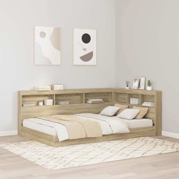 vidaXL Storage Headboard with Shelf Sonoma Oak 120 cm Engineered Wood