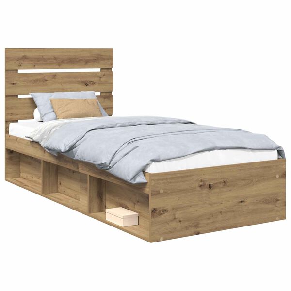vidaXL Bed Frame Artisian Oak 75 x 190 cm Solid Pine Wood