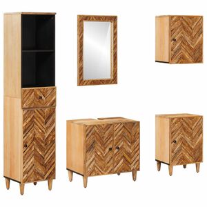vidaXL Bathroom Cabinet Set 5 pcs 62 x 33 x 58 cm Solid Mango Wood