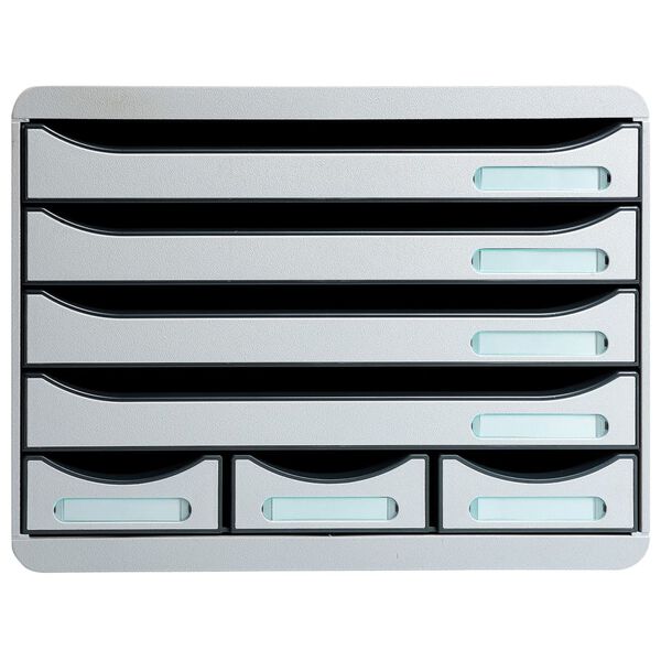 Exacompta Desktop Drawer Set Store-Box with 7 Drawers Light Grey