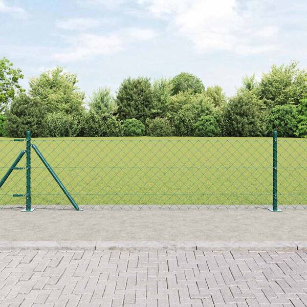 vidaXL Fence Post Green 25 x 0.4 m (60 x 60 mm mesh) Steel and PVC