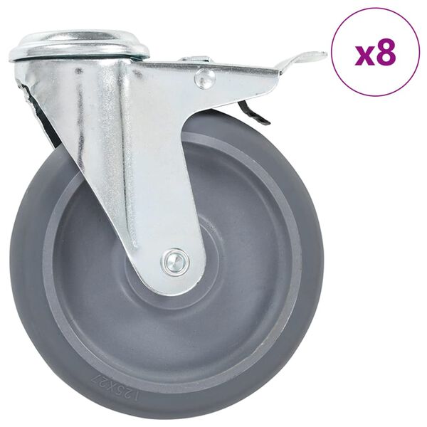 vidaXL 8 pcs Bolt Hole Swivel Casters 125 mm