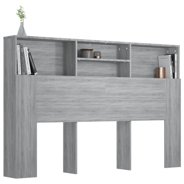 vidaXL Headboard Cabinet Grey Sonoma 160x19x103.5 cm