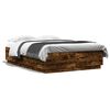 vidaXL Bed Frame with LED without Mattress Smoked Oak 160x200 cm