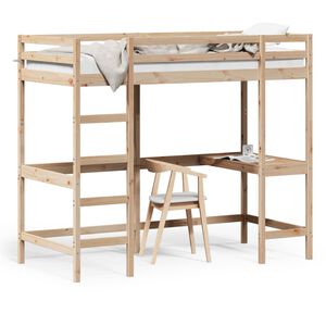 vidaXL Loft Bed without Mattress 90x190 cm Single Solid Wood Pine