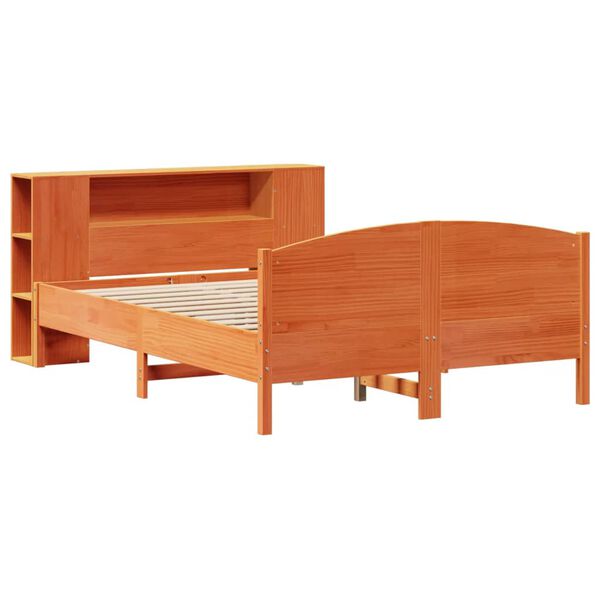 vidaXL Bookcase Bed without Mattress Wax Brown 120x200cm Solid Wood Pine