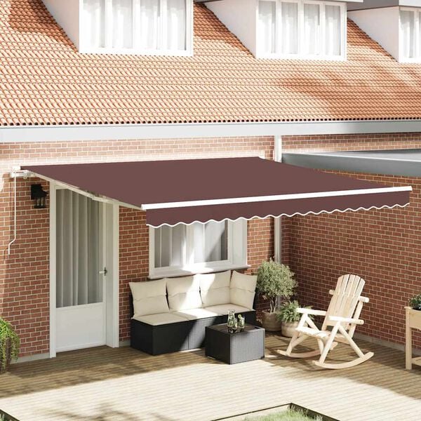 vidaXL Manual Retractable Awning Brown 400x300 cm