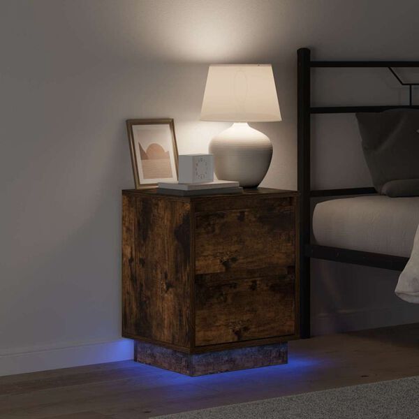vidaXL Bedside Cabinet Smoked Oak 39 x 34.5 x 50 cm Engineered wood