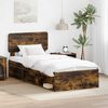 vidaXL Bed Frame Smoked Oak 100 x 200 cm Solid Pine Wood