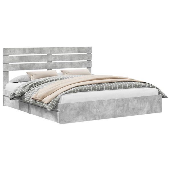 vidaXL Storage Bed Concrete Grey 200 x 200 cm Engineered Wood