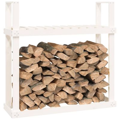 vidaXL Firewood Rack White 110x35x108.5 cm Solid Wood Pine