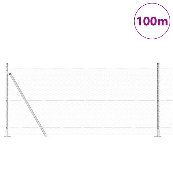vidaXL Fence Post Silver 100 x 1 m (36 mm mesh) Steel