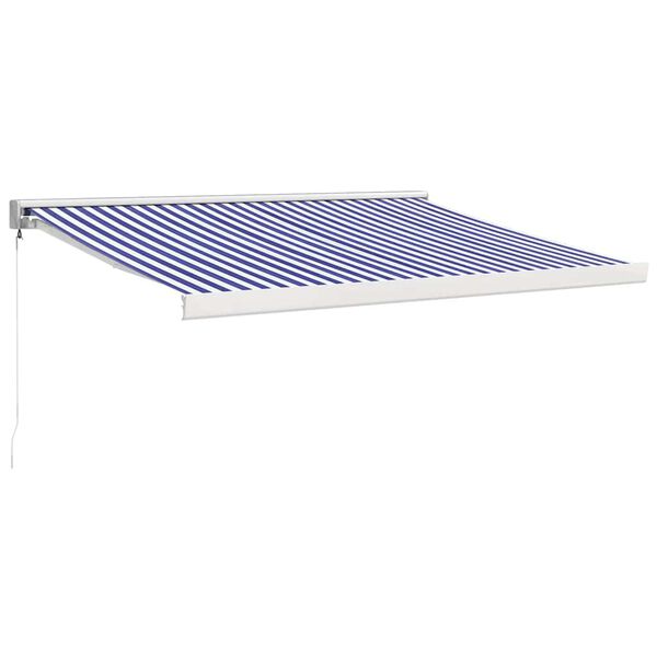 vidaXL Retractable Awning Blue and White 3x2.5 m Fabric and Aluminium