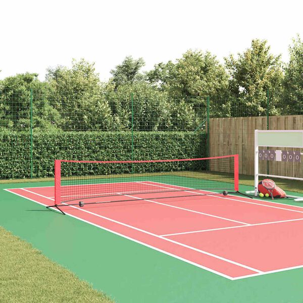 vidaXL Tennis Net Folding Black and Red 396 x 92 x 87 cm Polyester