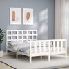 vidaXL Bed Frame without Mattress White Double Solid Wood Pine