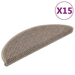 vidaXL Stair Mats Self-adhesive Sisal-Look 15 pcs 56x17x3 cm Dark Beige