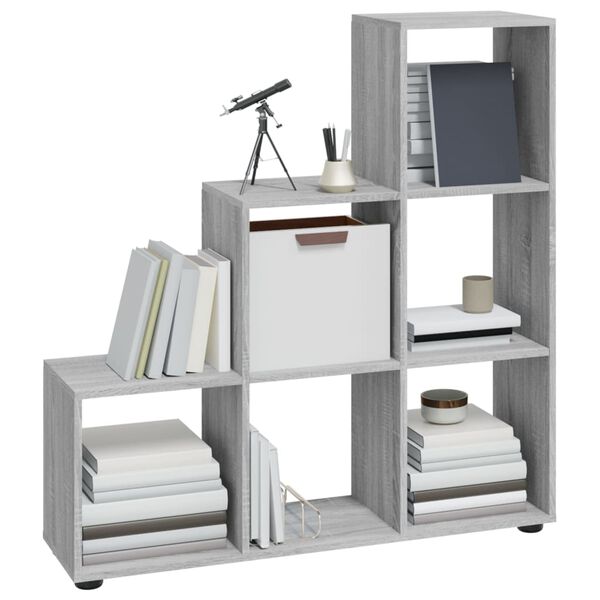 vidaXL Staircase Bookcase Grey Sonoma 107 cm Engineered Wood
