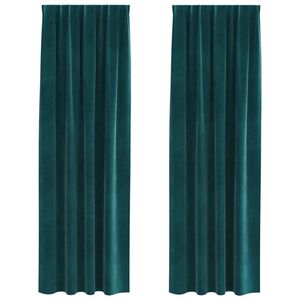 vidaXL Blackout Curtains 2 pcs Dark Green 140 x 245 cm Velvet