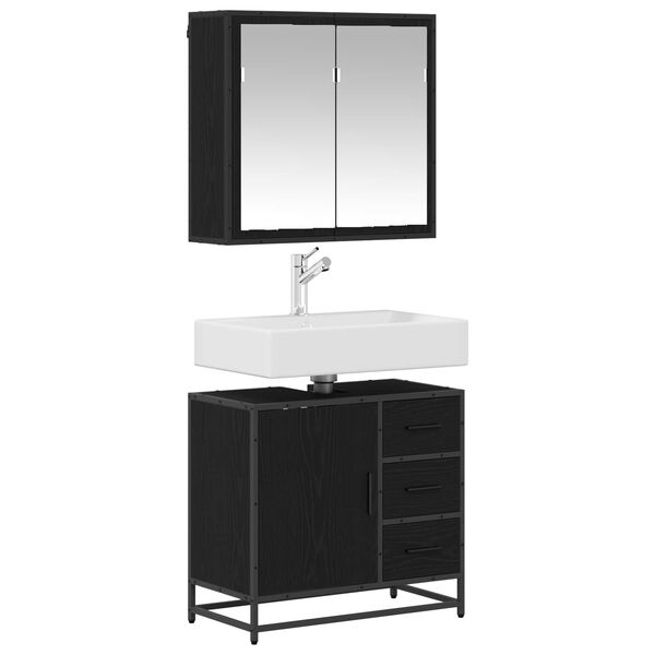 vidaXL Bathroom Furniture Set 2 pcs Black oak Engineered wood