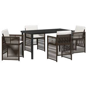 vidaXL Garden Dining Set 5 pcs Brown Powder-Coated Steel