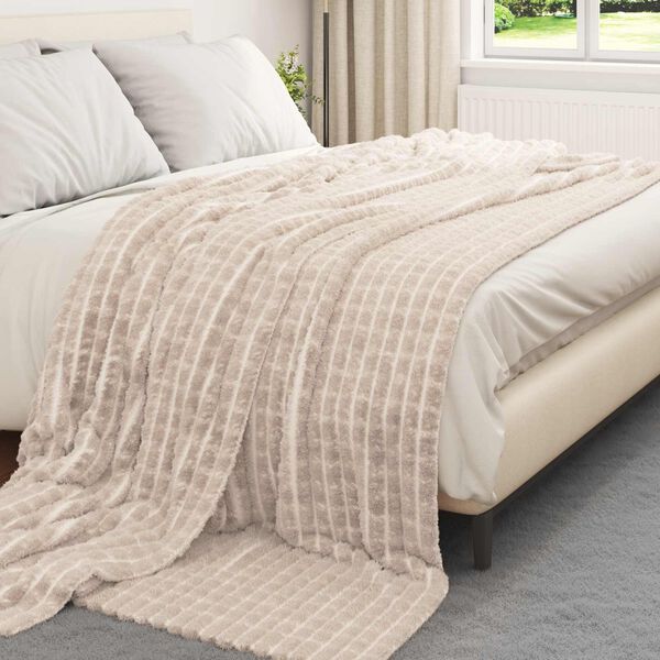 vidaXL Throw Blanket Beige 240 x 220 cm Fleece