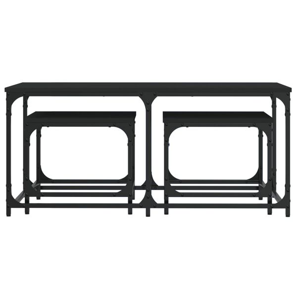 vidaXL Nesting Coffee Tables 3 pcs Black Engineered Wood