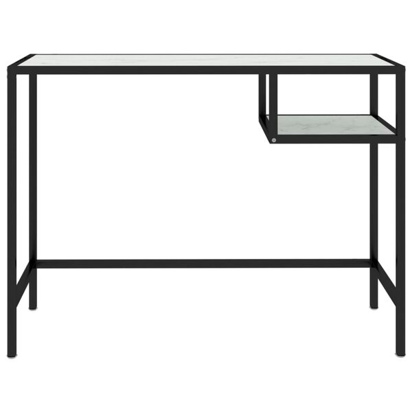 vidaXL Computer Desk White Marble 100x36x74 cm Tempered Glass