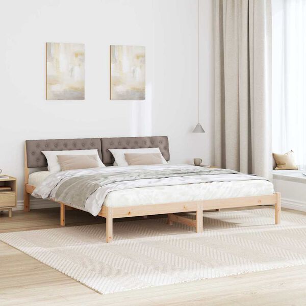 vidaXL Bed frame Brown and taupe 180 x 200 cm Solid pine wood