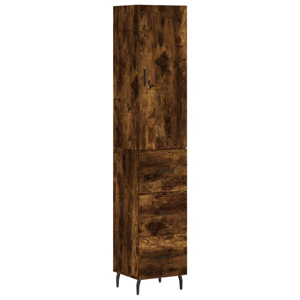 vidaXL Highboard Smoked Oak 34.5x34x180 cm Engineered Wood