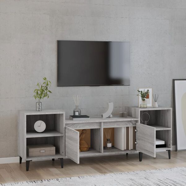 vidaXL TV Cabinet Grey Sonoma 160x35x55 cm Engineered Wood