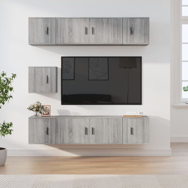 vidaXL 7 Piece TV Cabinet Set Grey Sonoma Engineered Wood