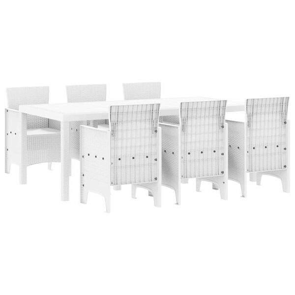 vidaXL Garden Dining Set 7 pcs White Polt rattan